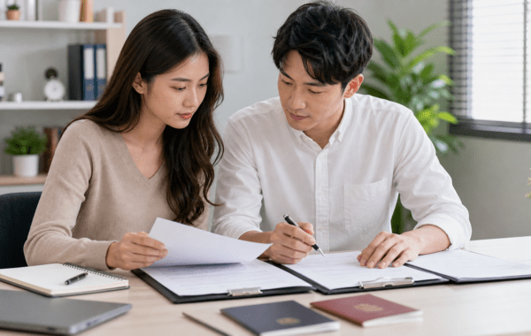 คู่ไทยญี่ปุ่นตรวจสอบเอกสารก่อนแต่งงานอย่างรอบคอบ